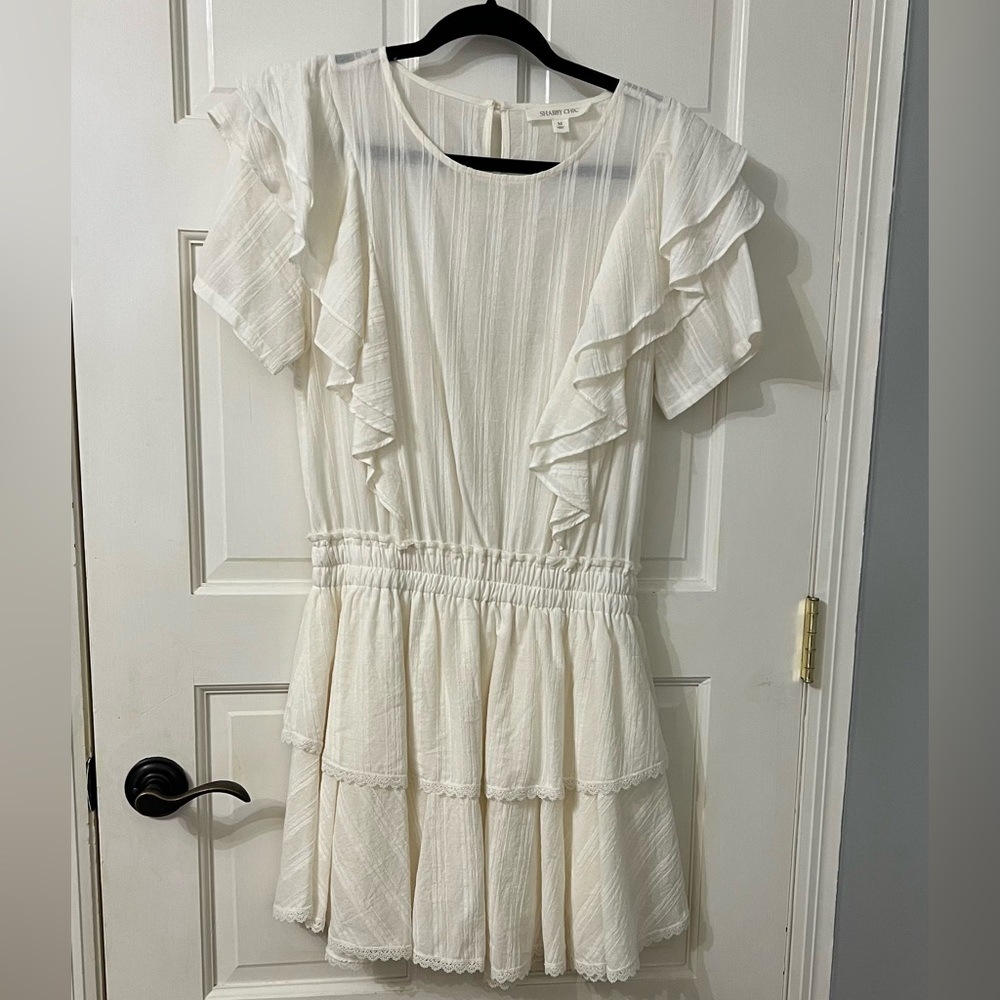 Shabby Chic Cream Ruffle Mini Dress